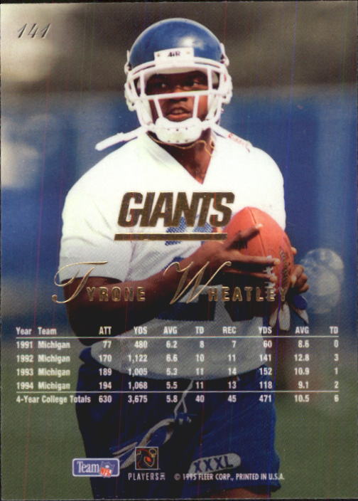 1995 Flair #141 Tyrone Wheatley RC back image