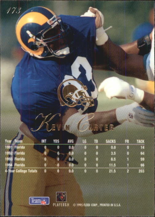 1995 Flair #173 Kevin Carter RC back image