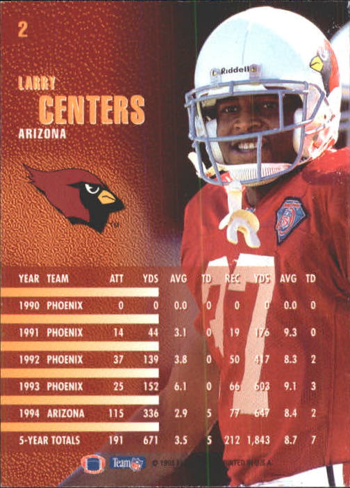1995 Fleer #2 Larry Centers back image