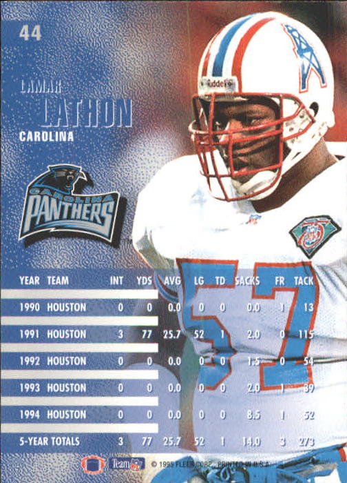 1995 Fleer #44 Lamar Lathon back image