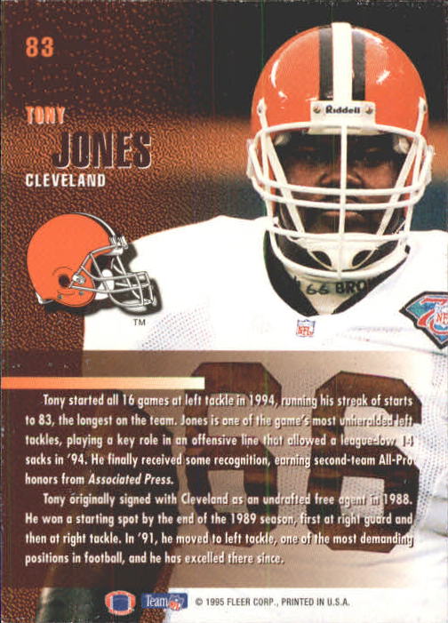 1995 Fleer #83 Tony Jones T back image