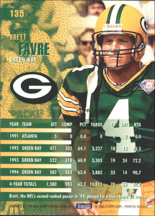 1995 Fleer #135 Brett Favre back image