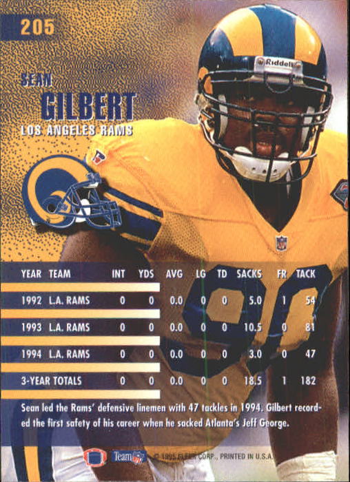 1995 Fleer #205 Sean Gilbert back image