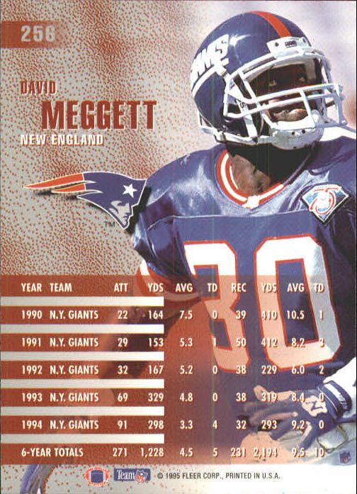 1995 Fleer #256 Dave Meggett back image