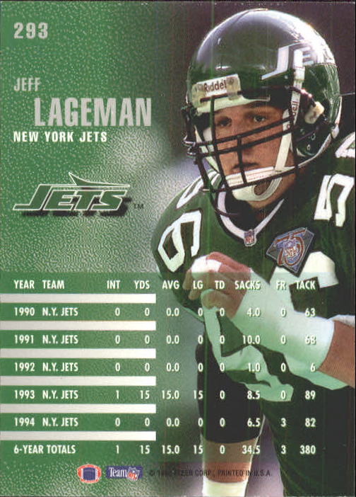 1995 Fleer #293 Jeff Lageman back image