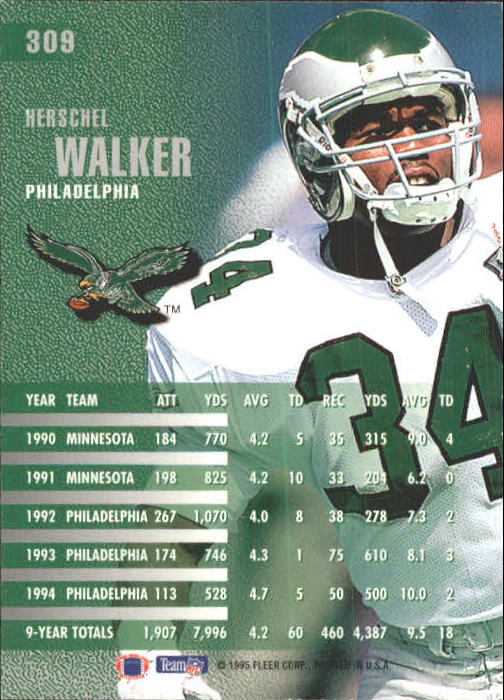 1995 Fleer #309 Herschel Walker back image