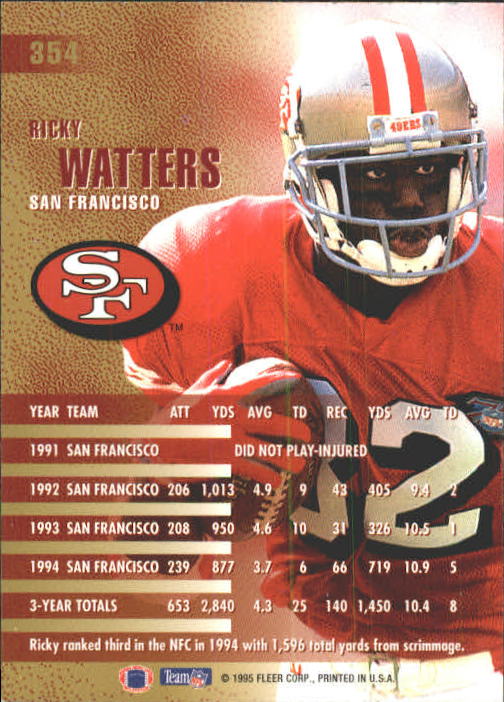 1995 Fleer #354 Ricky Watters back image
