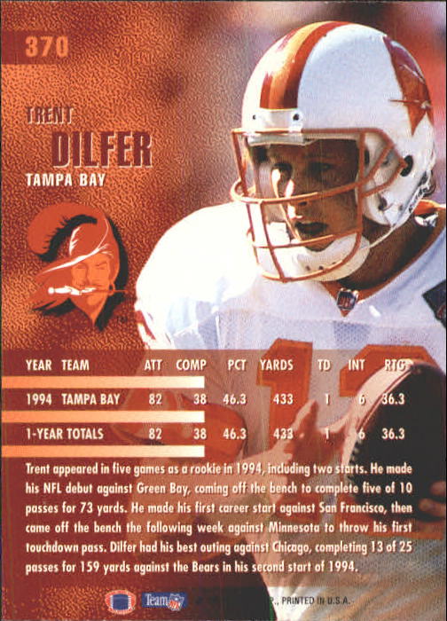 1995 Fleer #370 Trent Dilfer back image