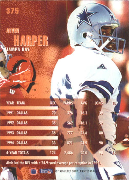 1995 Fleer #375 Alvin Harper back image
