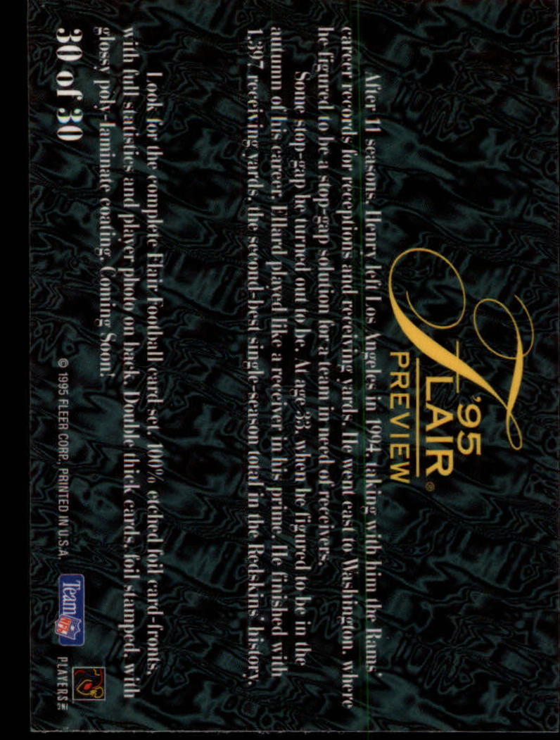 1995 Fleer Flair Preview #30 Henry Ellard back image