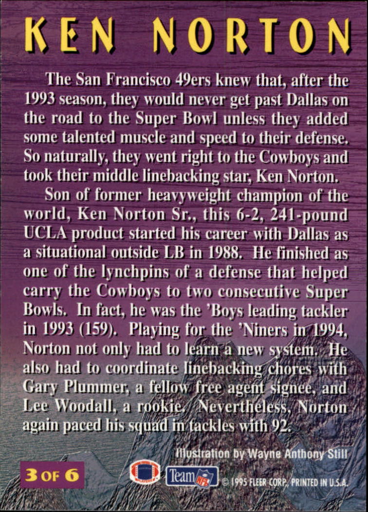 1995 Fleer Pro-Vision #3 Ken Norton back image