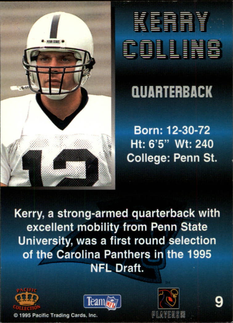 1995 Pacific #9 Kerry Collins RC back image