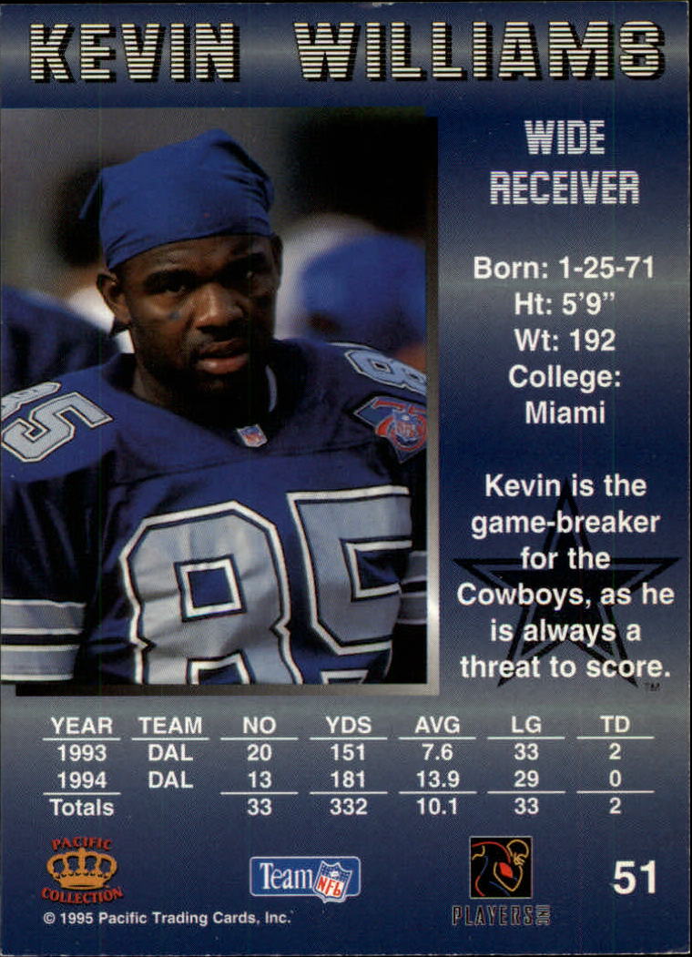 1995 Pacific #51 Kevin Williams back image