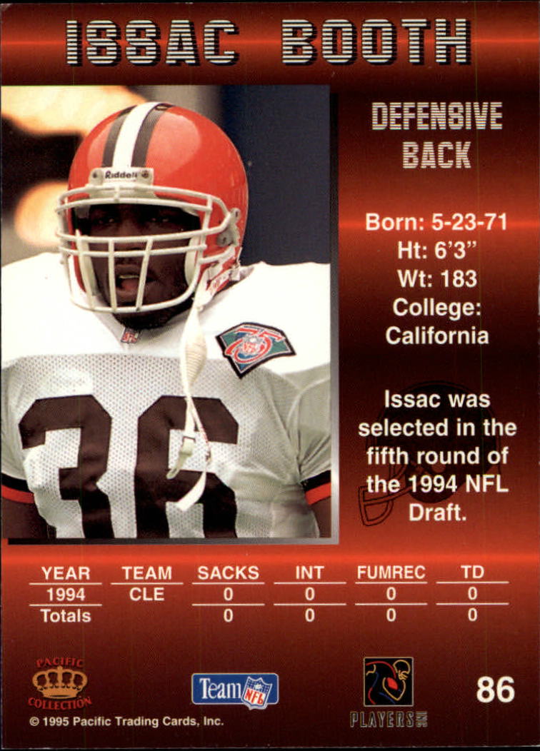 1995 Pacific #86 Isaac Booth back image