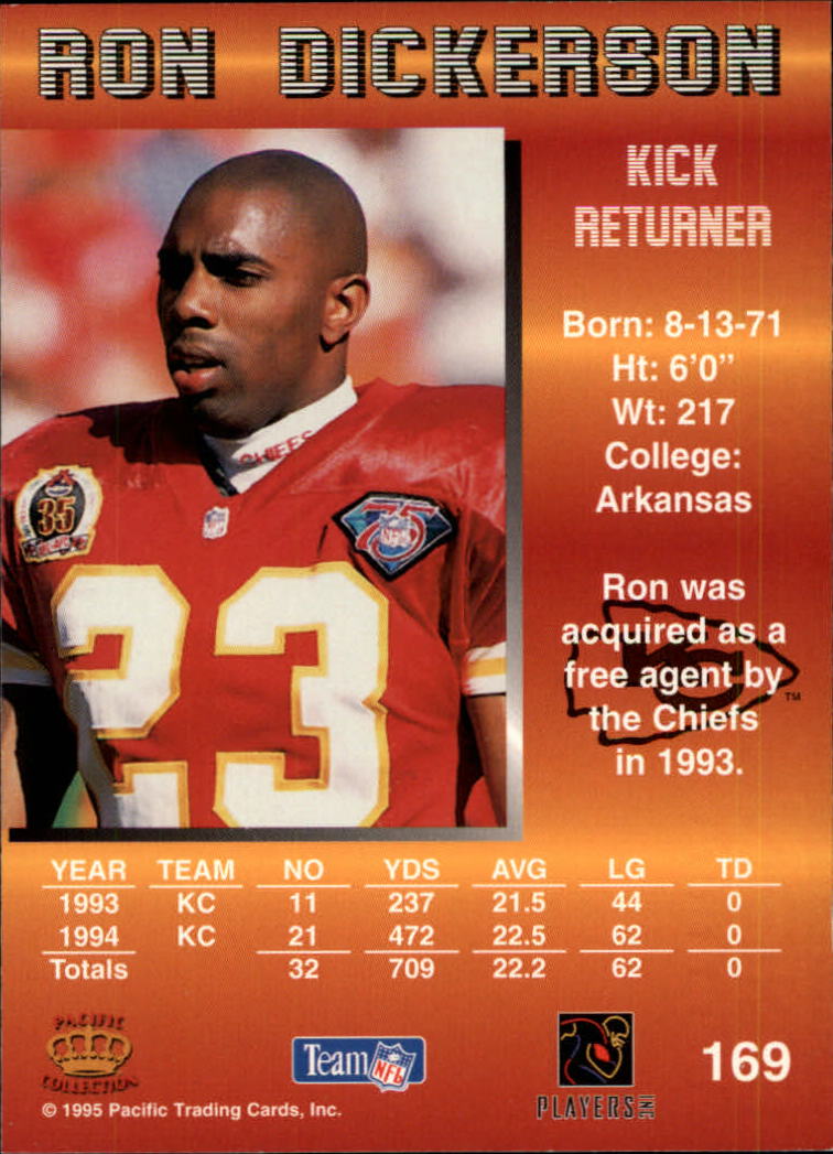 1995 Pacific #169 Ron Dickerson RC back image
