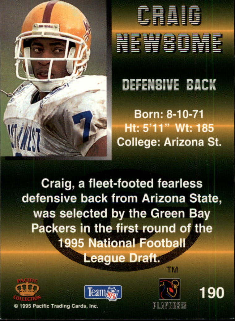 1995 Pacific #190 Craig Newsome RC back image