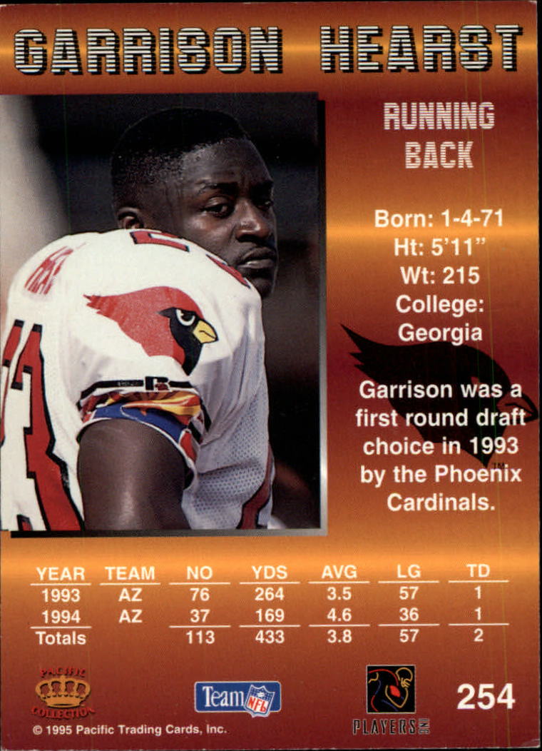 1995 Pacific #254 Garrison Hearst back image