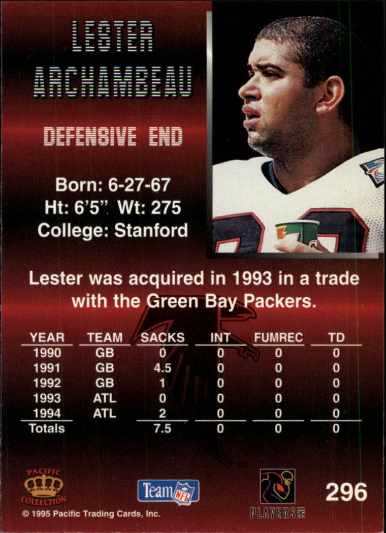 1995 Pacific #296 Lester Archambeau back image