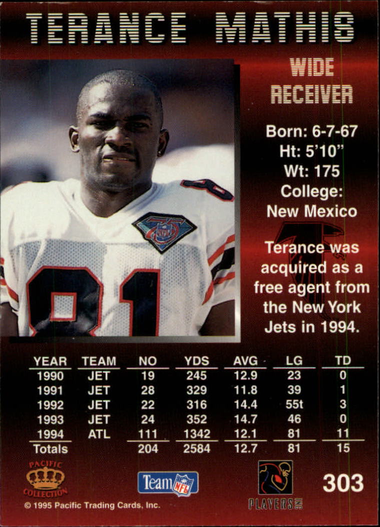 1995 Pacific #303 Terance Mathis back image