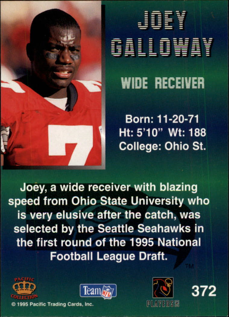 1995 Pacific #372 Joey Galloway RC back image