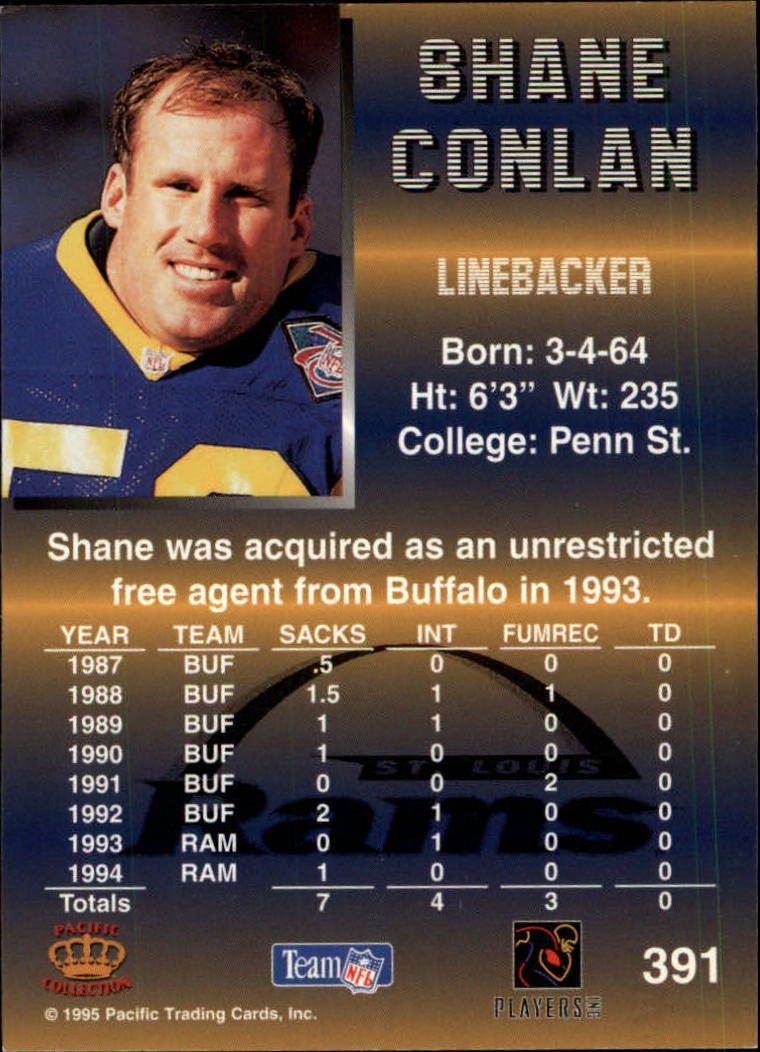 1995 Pacific #391 Shane Conlan back image