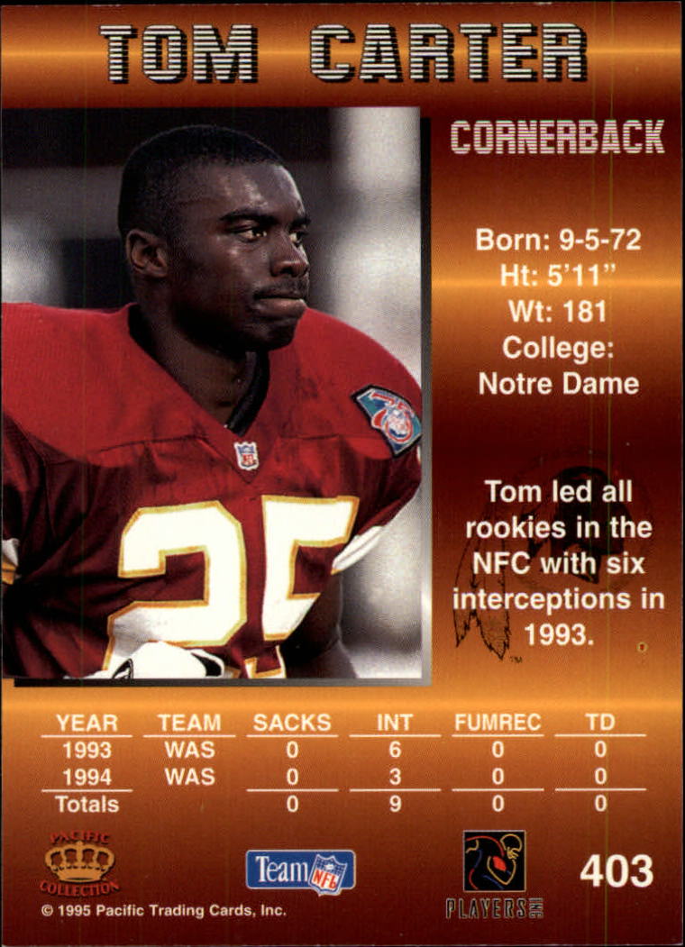 1995 Pacific #403 Tom Carter back image