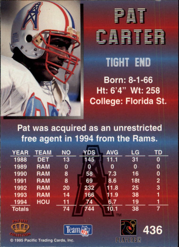 1995 Pacific #436 Pat Carter back image