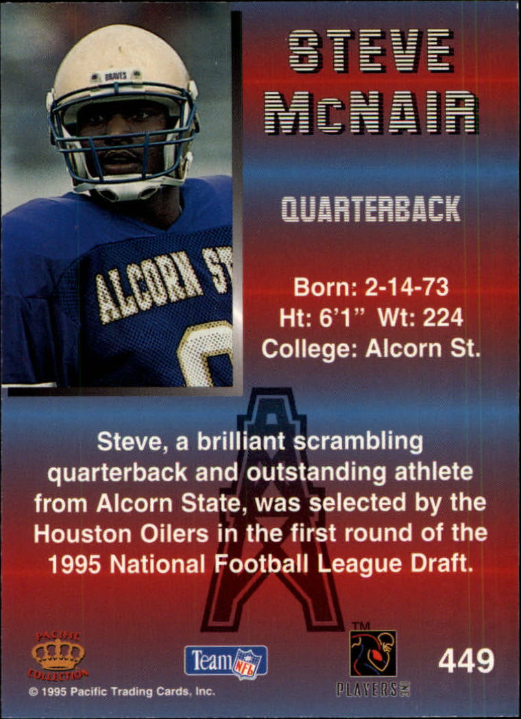 1995 Pacific #449 Steve McNair RC back image
