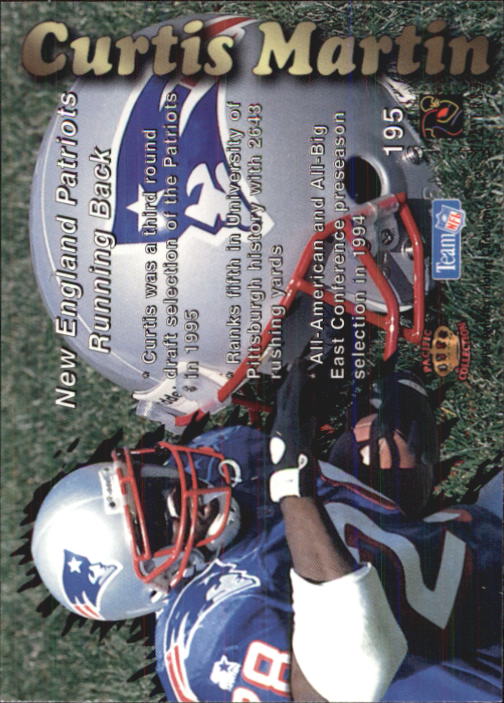1995 Pacific Prisms #195 Curtis Martin UER RC back image