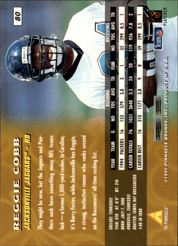 1995 Pinnacle #80 Reggie Cobb back image