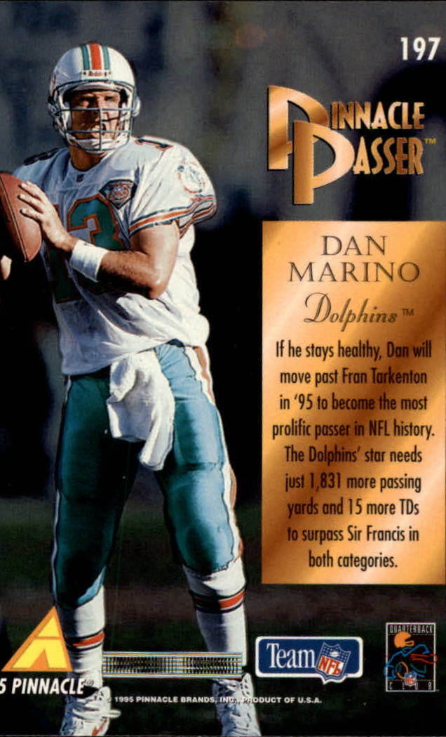 1995 Pinnacle #197 Dan Marino PP back image