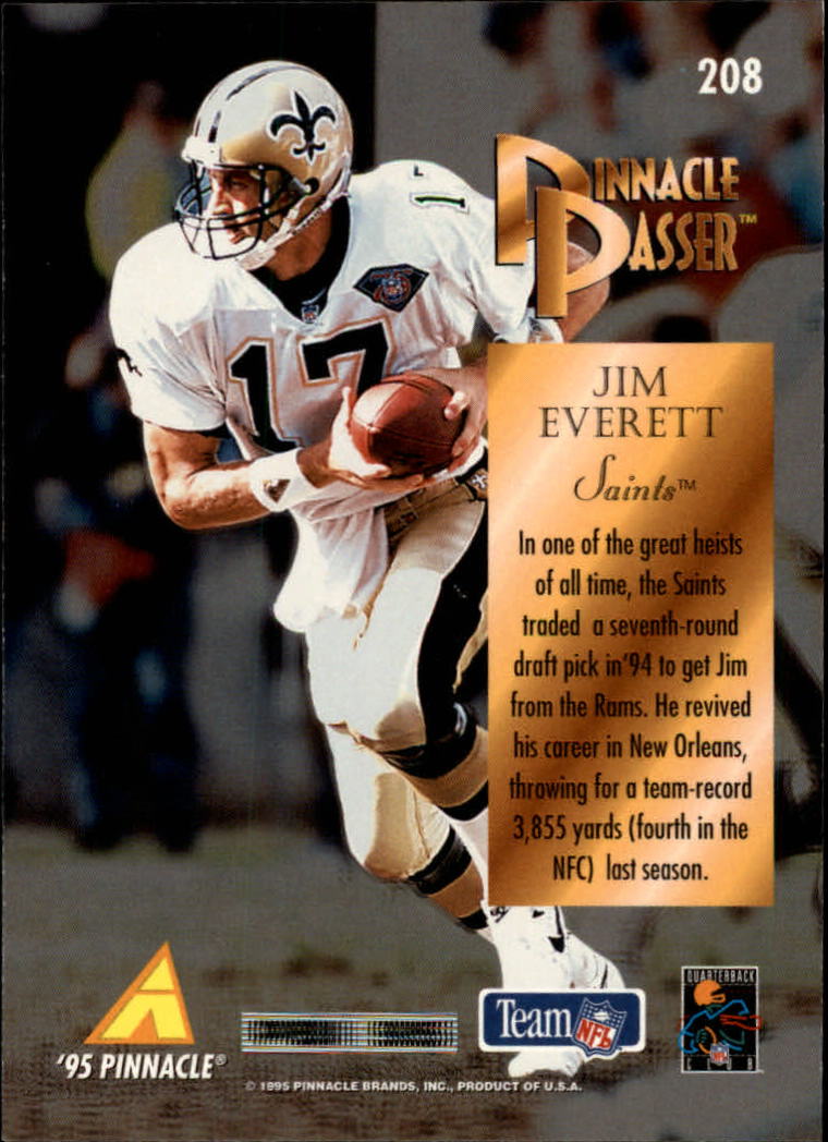 1995 Pinnacle #208 Jim Everett PP back image
