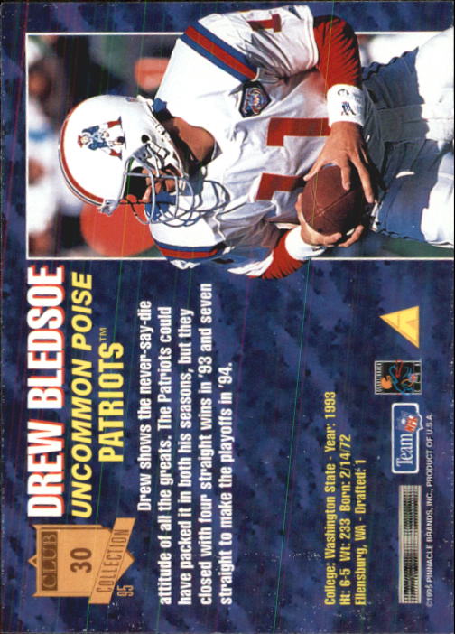 1995 Pinnacle Club Collection #30 Drew Bledsoe back image