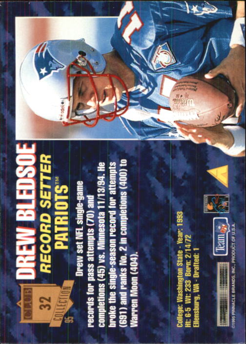 1995 Pinnacle Club Collection #32 Drew Bledsoe back image