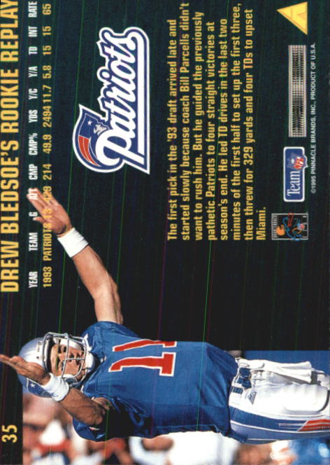 1995 Pinnacle Club Collection #35 Drew Bledsoe back image