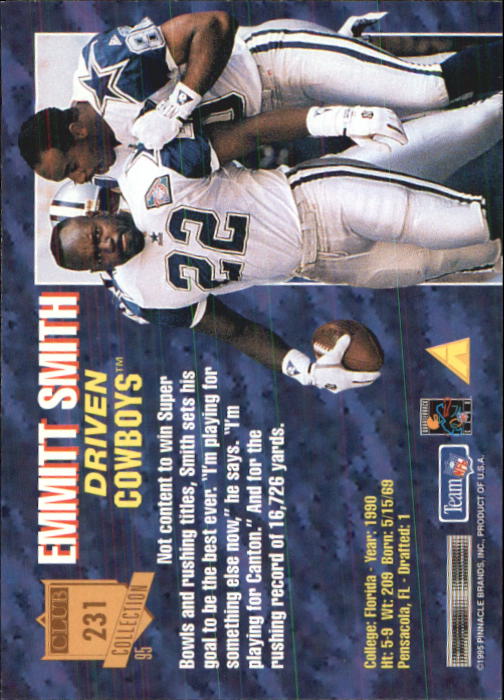 1995 Pinnacle Club Collection #228 Emmitt Smith Cowboys Autograph Beckett  Wit