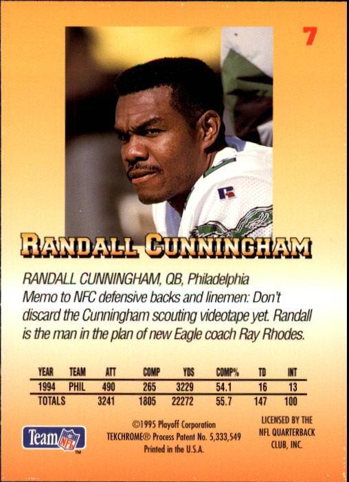 1995 Playoff Prime #7 Randall Cunningham back image