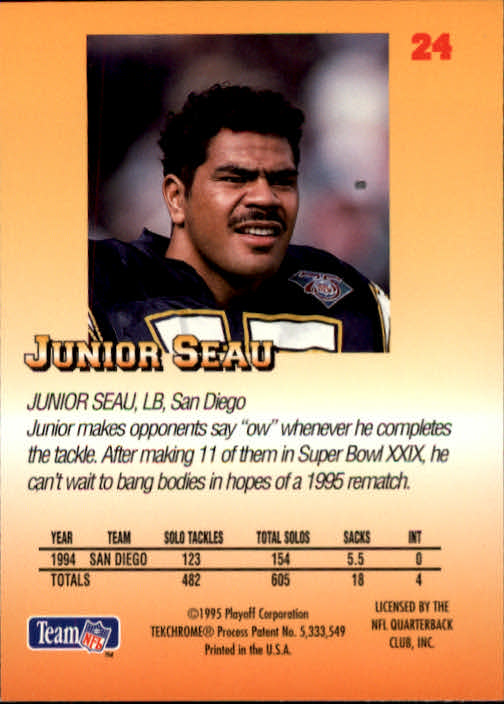 1995 Playoff Prime #24 Junior Seau back image
