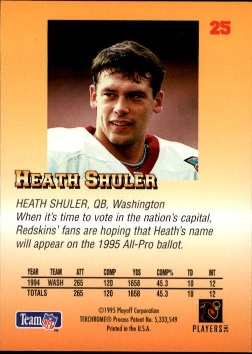 1995 Playoff Prime #25 Heath Shuler back image