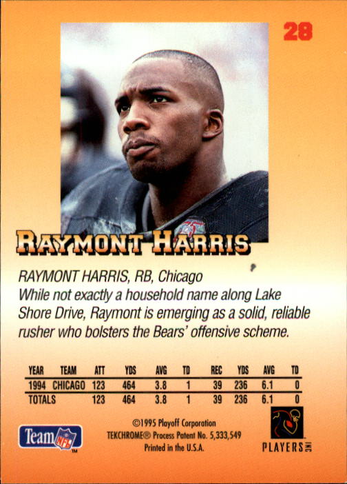 1995 Playoff Prime #28 Raymont Harris back image