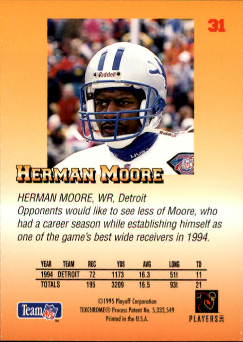 1995 Playoff Prime #31 Herman Moore back image