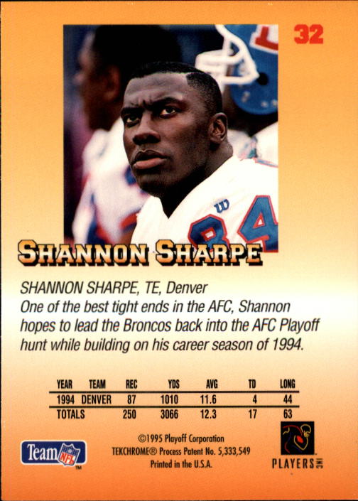 1995 Playoff Prime #32 Shannon Sharpe back image