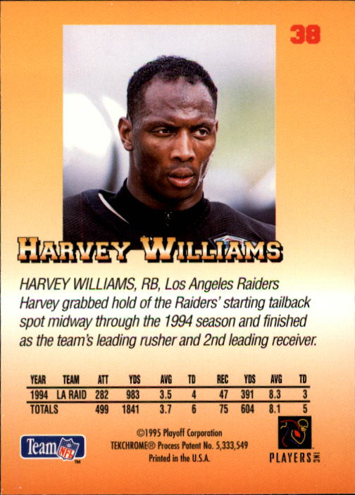 1995 Playoff Prime #38 Harvey Williams back image