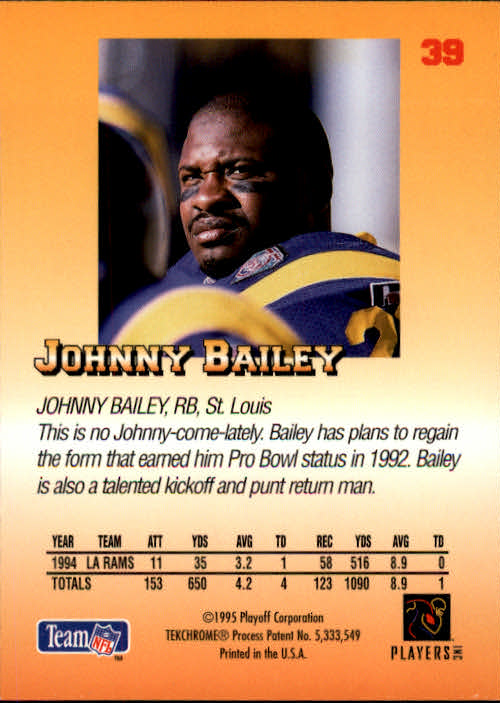 1995 Playoff Prime #39 Johnny Bailey back image