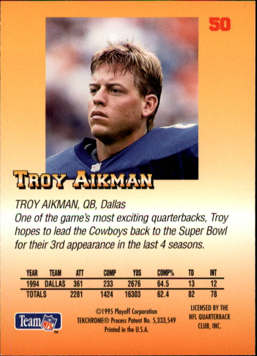 1995 Playoff Prime #50 Troy Aikman back image