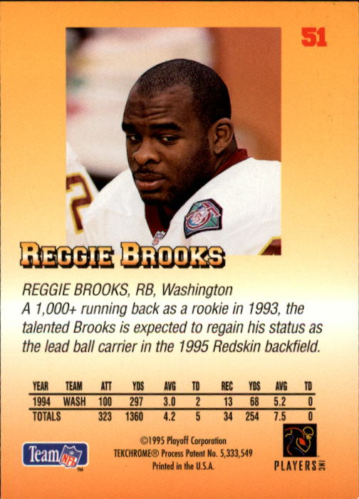 1995 Playoff Prime #51 Reggie Brooks back image
