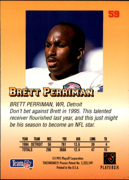 1995 Playoff Prime #59 Brett Perriman back image