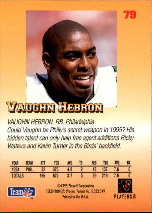 1995 Playoff Prime #79 Vaughn Hebron back image