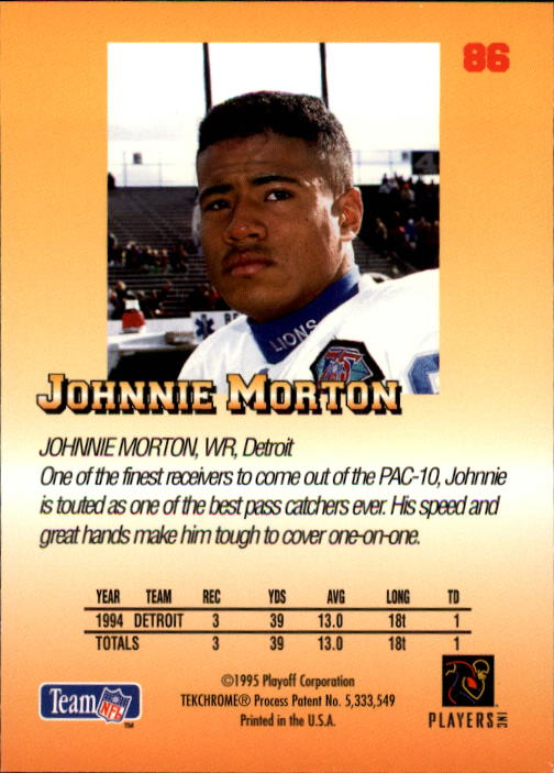 1995 Playoff Prime #86 Johnnie Morton back image
