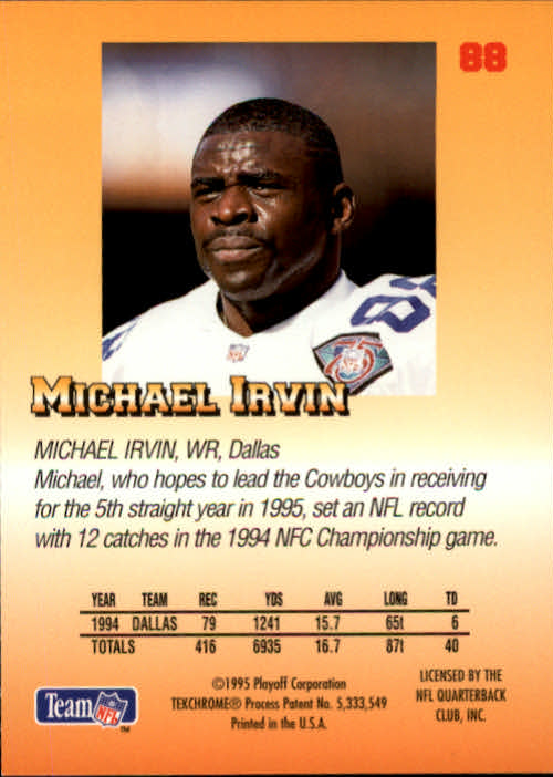 1995 Playoff Prime #88 Michael Irvin back image